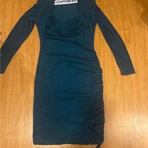 Elegant Teal Long Sleeve Dress